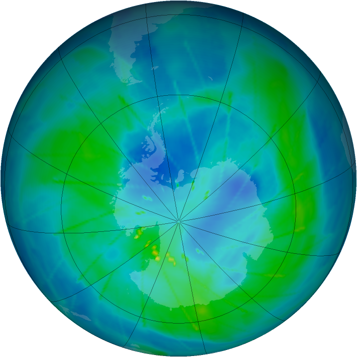 Antarctic ozone map for 07 March 2010